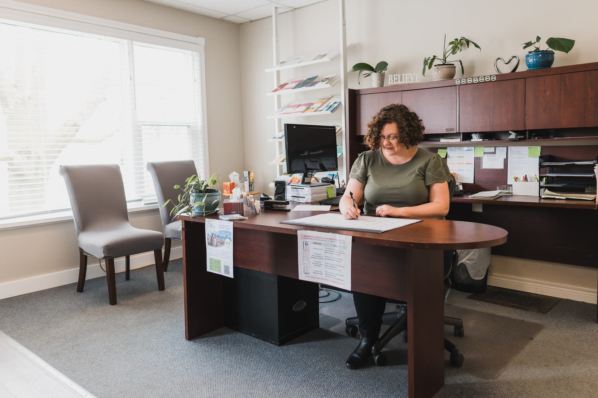 woman working at a desk