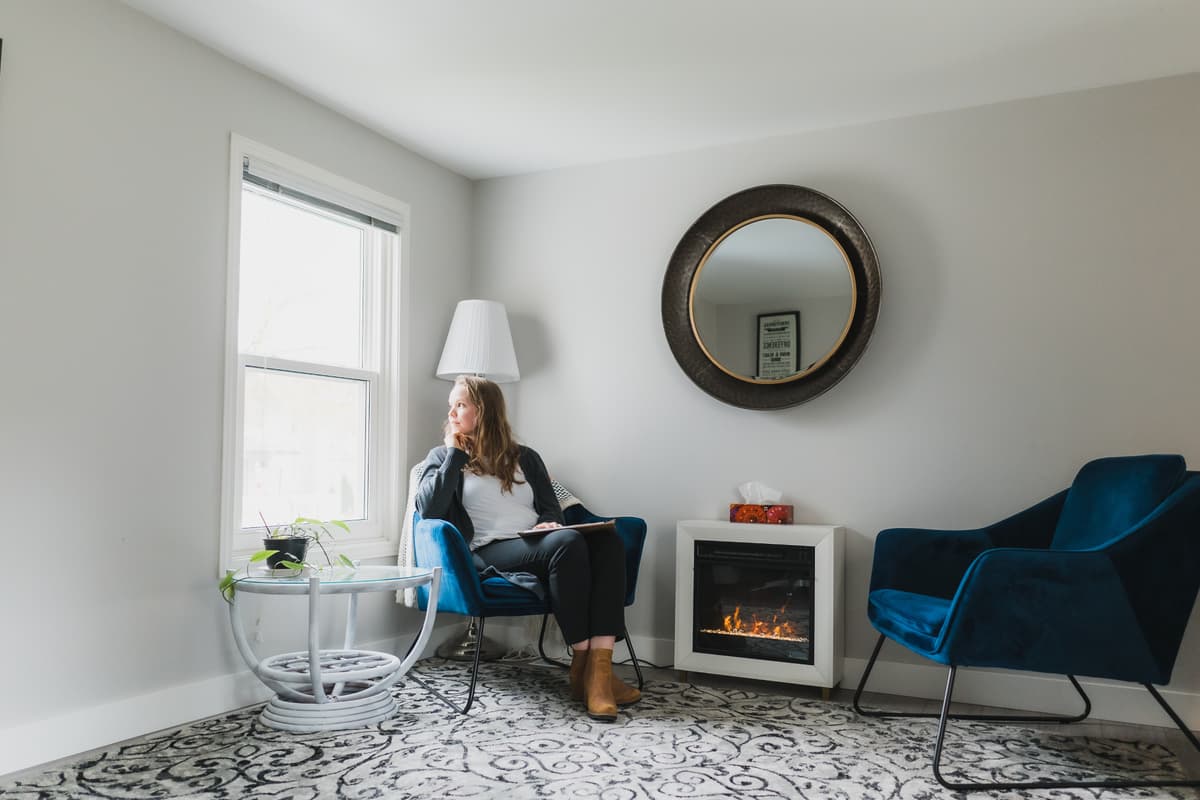 a woman in a chair at the grimsby life center
